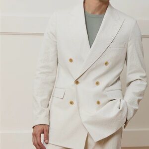 Italian Seersucker Double-Breasted Suit Jacket (Brand New)